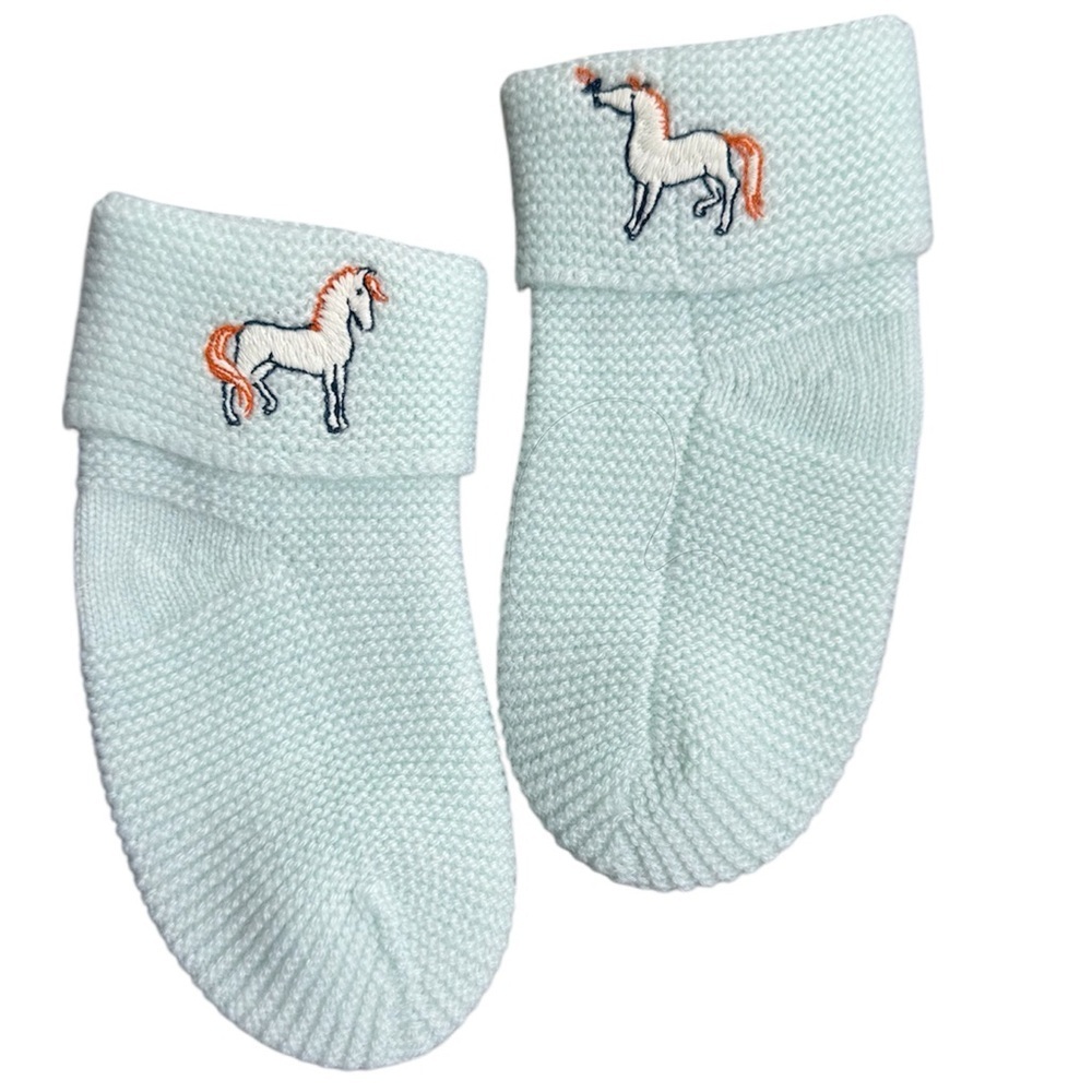 Authentic Hermès Baby Cashmere Socks Aqua Blue 100% Cashmere Size 6 Months